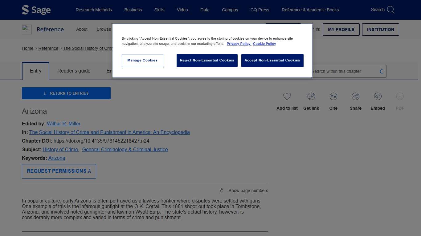Sage Reference - The Social History of Crime and Punishment in America: An Encyclopedia - Arizona